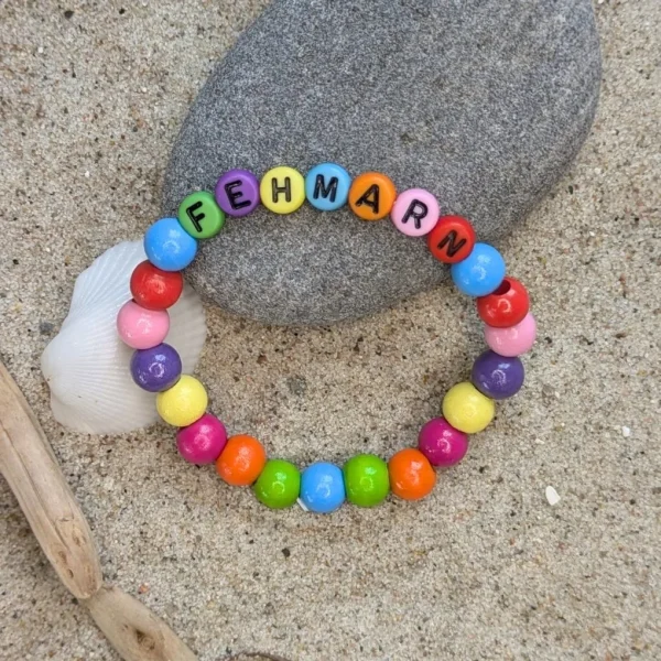 Bracelet Perles Bois "Fehmarn Multicolore" — Kiki-Ena Matériel de Bricolage Bois Naturel
