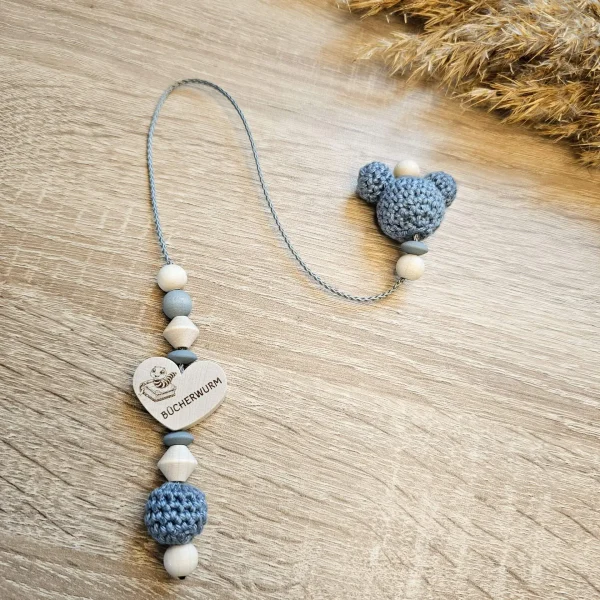 Marque-page en perles de bois « Souris crochetée » Kit créatif — Matériel créatif Kiki-Ena Bois naturel