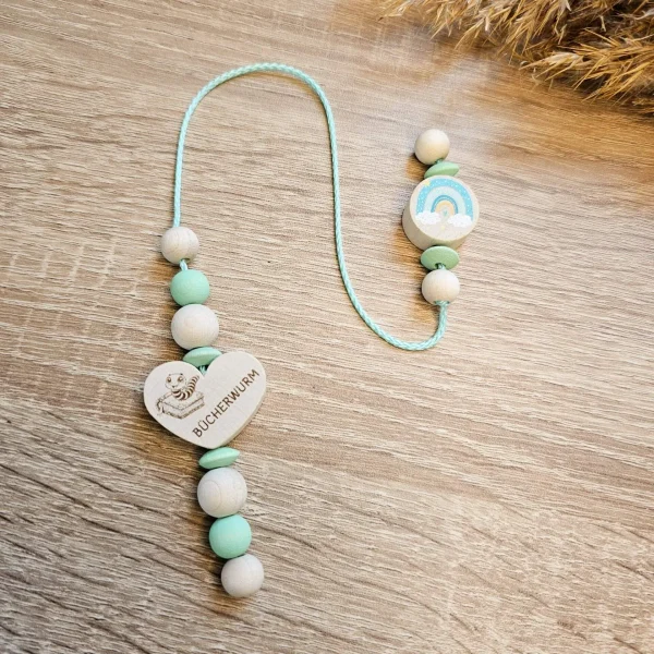 Marque-page en perles de bois « Arc-en-ciel » Kit créatif — Matériel créatif Kiki-Ena Bois naturel