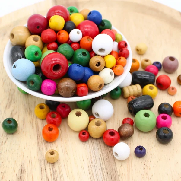 Mélange de perles en bois 40 g - Déstockage - SOLDE — Kiki-Ena Fournitures de loisirs créatifs Bois naturel