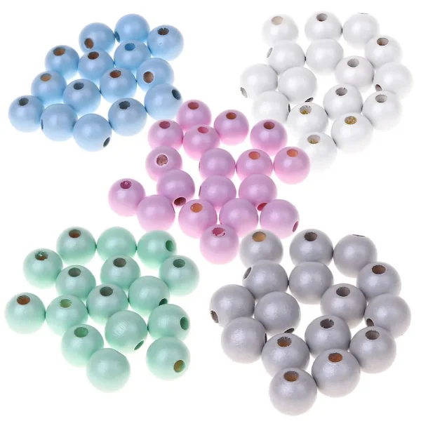 Perles en bois Nacre 12 mm • 25 pièces — Kiki-Ena Matériel de bricolage Bois naturel