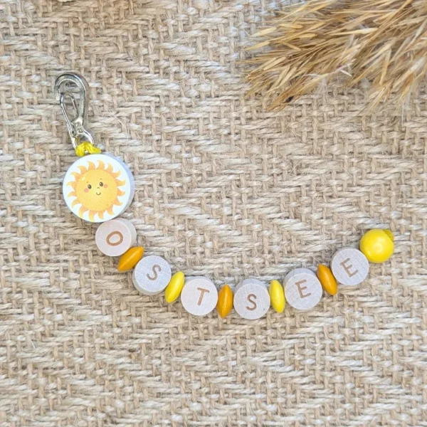 Porte-Clés Perles Bois "Ostsee Soleil" — Kiki-Ena Matériel de Bricolage Bois Naturel