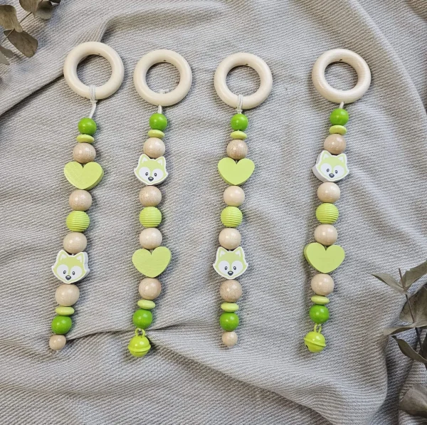 Pendentif perles bois pour arche d'activité « Renard citron » - kit créatif — Kiki-Ena matériel de loisir créatif bois naturel