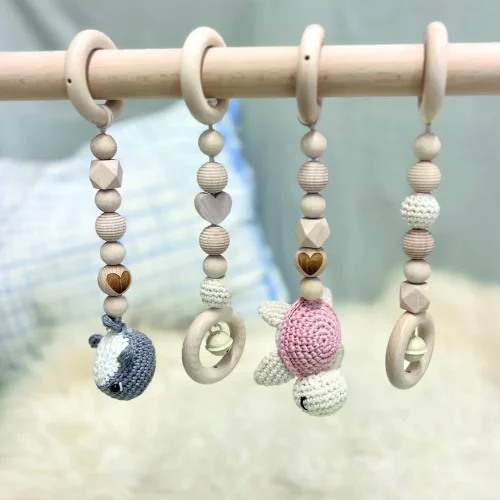 Pendentif perles bois pour arche d'activité « Animaux au crochet » - kit créatif — Kiki-Ena matériel de loisir créatif bois naturel