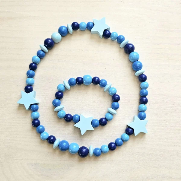 Chaîne de perles de bois et bracelet "Étoile" Kit créatif — Kiki-Ena matériel de bricolage bois naturel