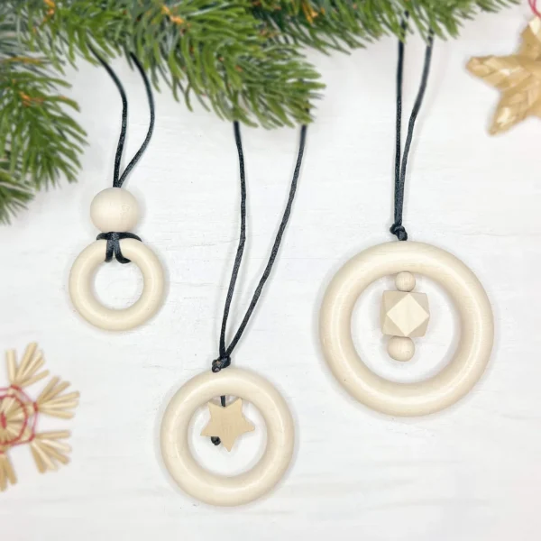 Kit créatif Anneau bois Pendentif Noël 3 en 1 — Kiki-Ena Matériel de bricolage Bois naturel