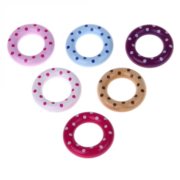 Anneau de bois / Anneau de dentition mini à pois — Kiki-Ena Matériel de bricolage Bois naturel