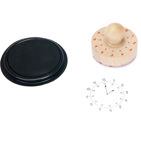 Tampon en bois horloge avec coussin — Eduplay jeu pédagogique Kita