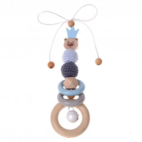 Kit créatif Pendentif pour poussette Ours avec couronne bleu — Kiki-Ena Matériel de bricolage Bois naturel