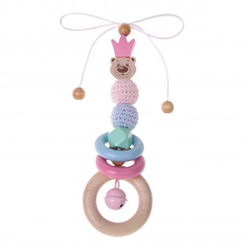 Jouet de poussette Kit créatif Ours avec Couronne rose — Kiki-Ena Matériel créatif Bois naturel
