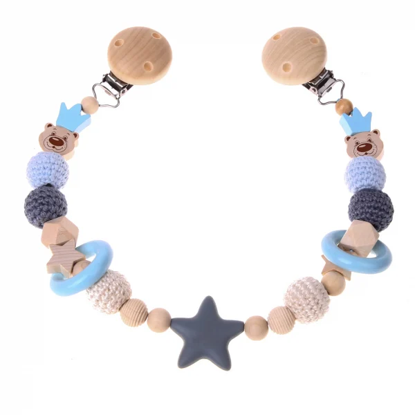 Set de bricolage Chaîne de landau Ours couronne bleu ciel bébé — Kiki-Ena Matériel de bricolage Bois naturel