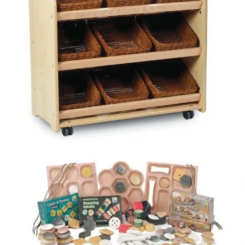 Sac de rangement basculant avec 9 paniers plus ensemble PT1146 de petites pièces — Millhouse Jeux Éducatifs École