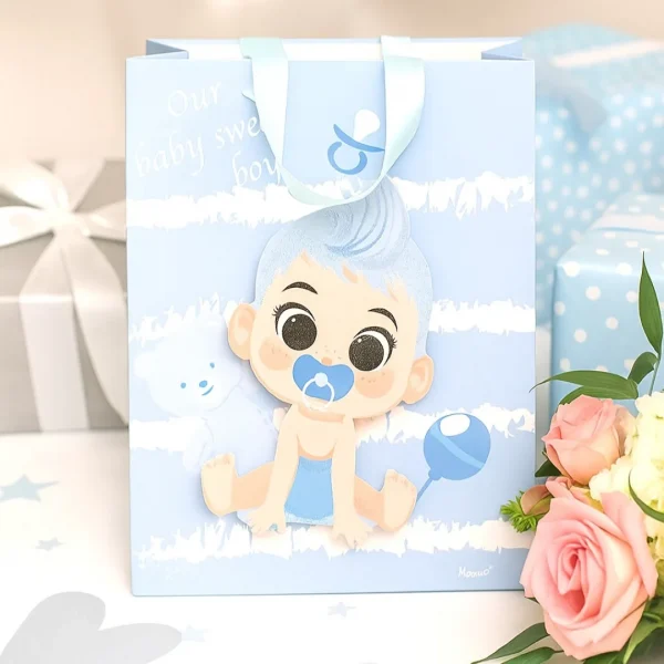 Petit Sachet Cadeau avec Motif Bébé 3D - Bleu Bébé — Kiki-Ena Bricolage Bois Naturel