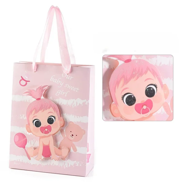 Petit Sachet Cadeau avec Motif Bébé 3D - Rose — Kiki-Ena Bricolage Bois Naturel