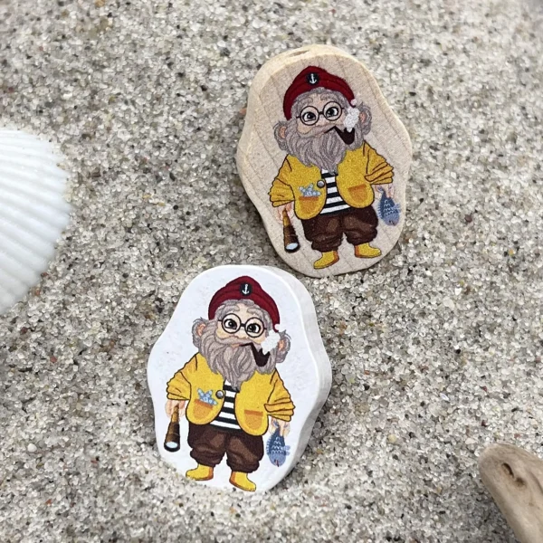Petite perle à motif Klabautermann — Kiki-Ena Loisirs créatifs Bois naturel