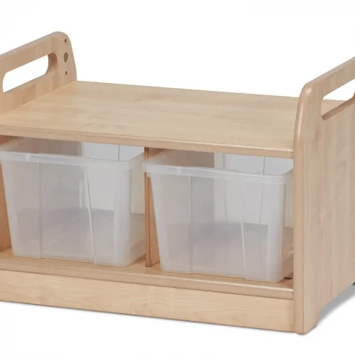 Banc de rangement compact et bas avec 2 conteneurs — Millhouse Jouets Éducatifs Scolaires
