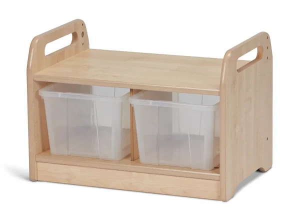 Banc de rangement compact et bas avec 2 conteneurs — Millhouse Jouets Éducatifs Scolaires