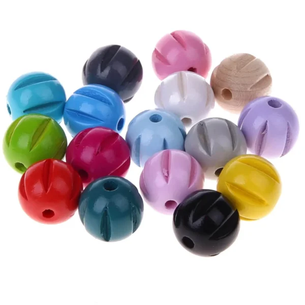Perles rainurées 14 mm • 10 pièces — Kiki-Ena Matériel de bricolage Bois naturel