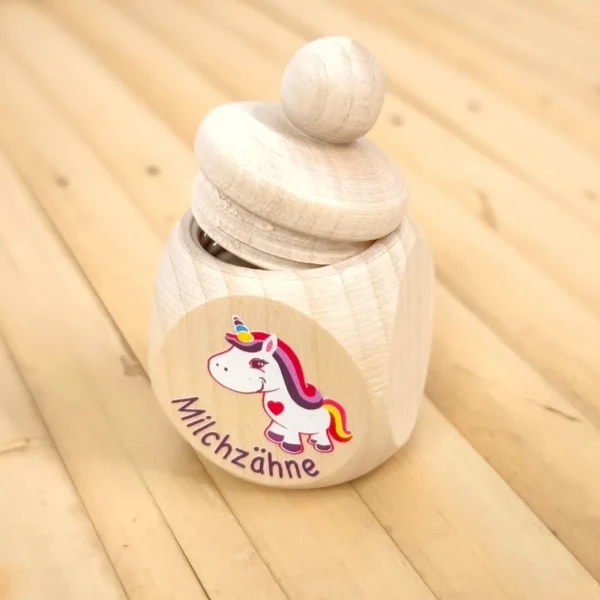 Boîte à dents de lait Licorne Rose — Kiki-Ena Matériel de bricolage Bois naturel