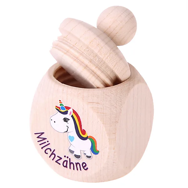 Boîte à dents de lait Licorne Arc-en-ciel — Kiki-Ena Matériel de bricolage Bois naturel