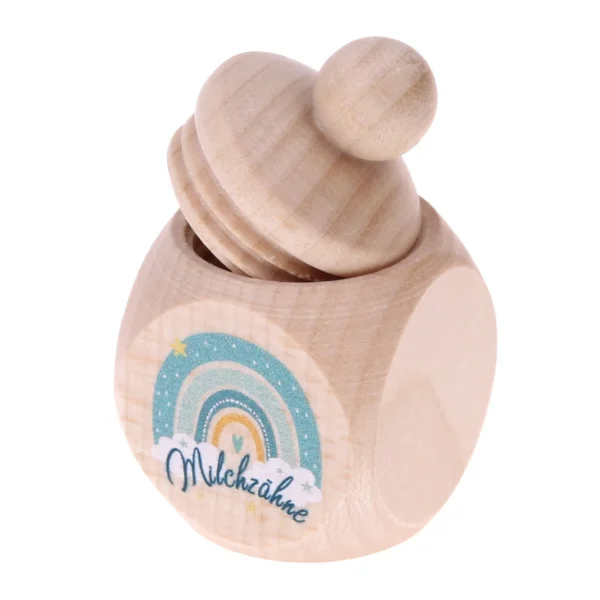 Boîte à dents de lait Arc-en-ciel Menthe — Kiki-Ena Matériel de bricolage Bois naturel