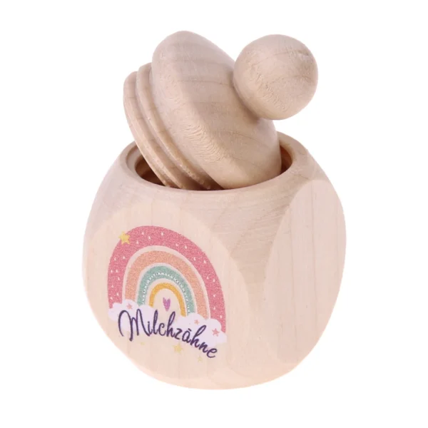 Boîte à dents de lait Arc-en-ciel Rose — Kiki-Ena Matériel de bricolage Bois naturel