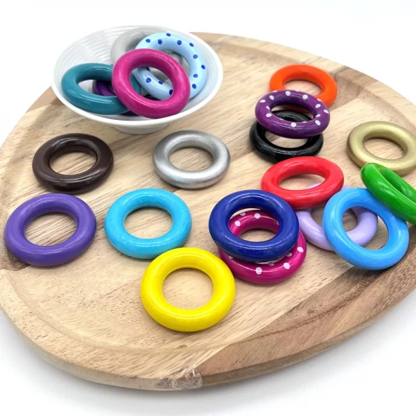 Mini Anneaux Bois à Broder 36 mm Mélange — Kiki-Ena Matériel de Bricolage Bois Naturel