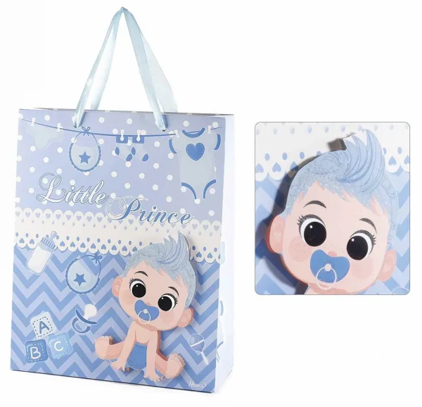 Sachet Cadeau de Taille Moyenne avec Motif Bébé 3D - Bleu Bébé — Kiki-Ena Bricolage Bois Naturel