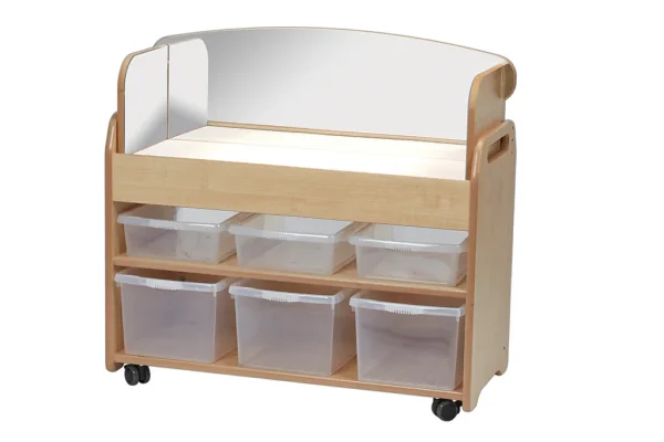 Chariot à table lumineuse moyen-grand avec encadrement miroir — Millhouse jouet éducatif scolaire