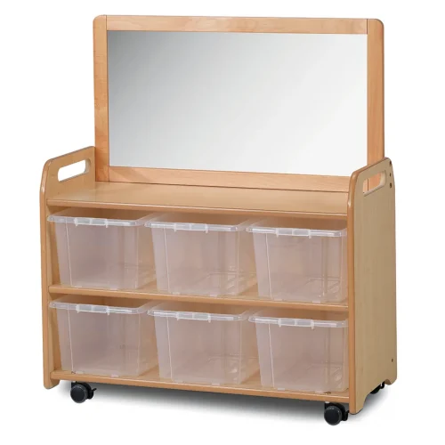 Unité mobile avec miroir intégré et 6 bacs transparents — Millhouse Jeux Éducatifs École