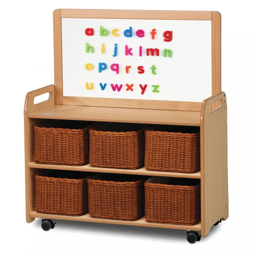 Unité mobile avec plateau tableau blanc magnétique et 6 paniers — Millhouse Jeux Éducatifs École