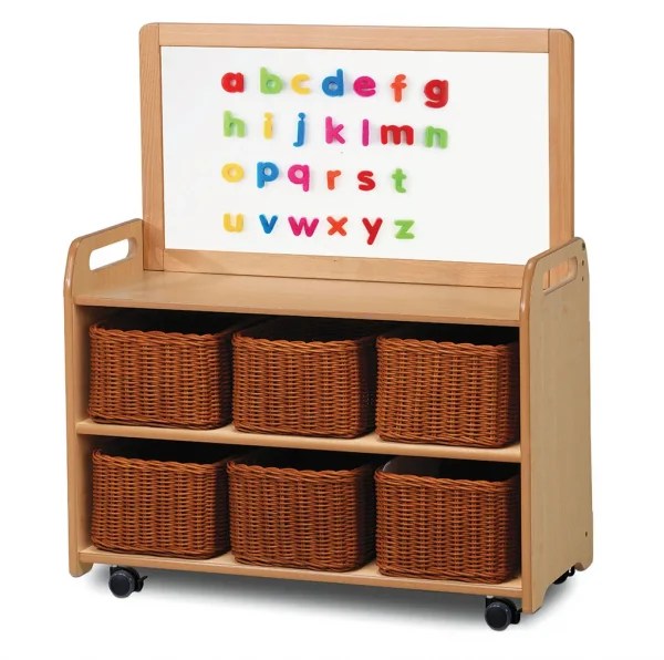 Unité mobile avec plateau tableau blanc magnétique et 6 paniers — Millhouse Jeux Éducatifs École