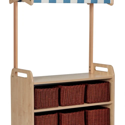 Rayonnage de vente mobile avec toit et 6 paniers de rangement — Millhouse Jeu éducatif École