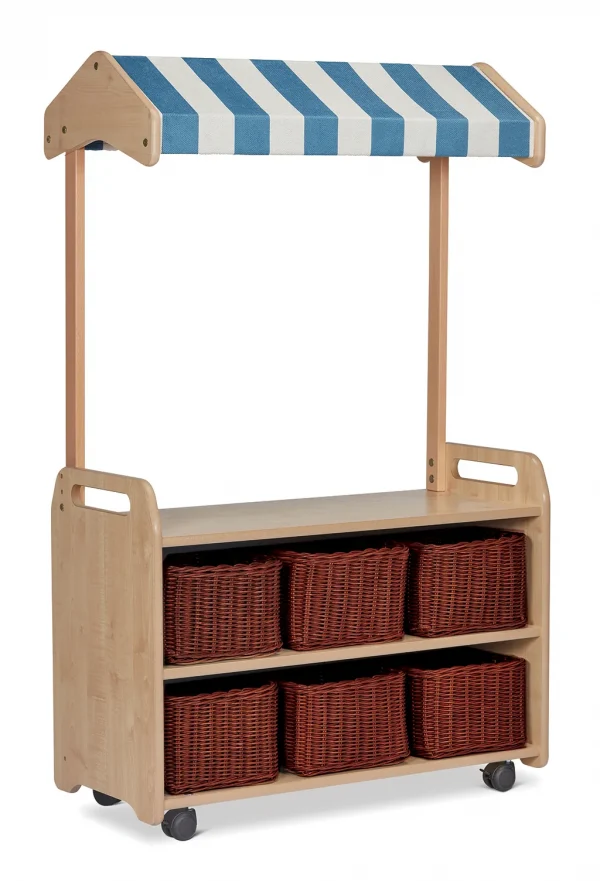 Rayonnage de vente mobile avec toit et 6 paniers de rangement — Millhouse Jeu éducatif École