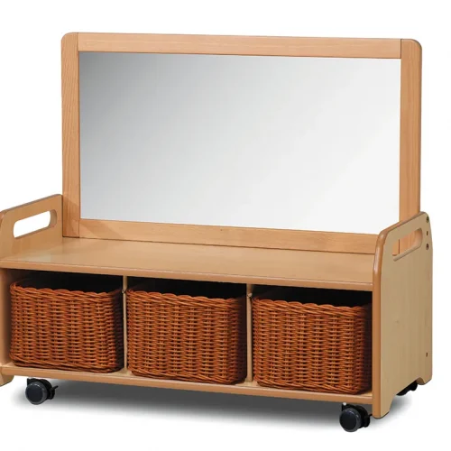Unité de rangement miroir mobile avec 3 paniers — Millhouse Jouets Éducatifs Scolaires