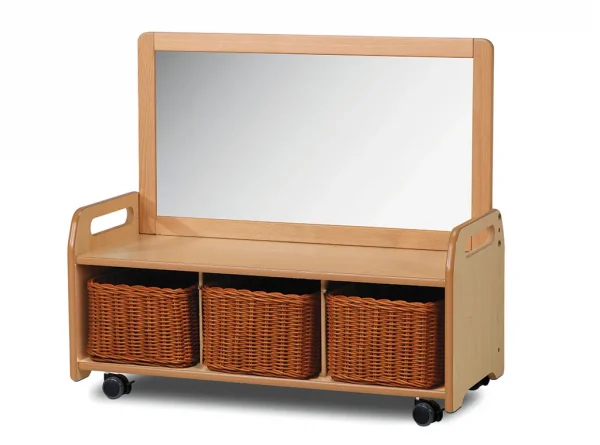 Unité de rangement miroir mobile avec 3 paniers — Millhouse Jouets Éducatifs Scolaires