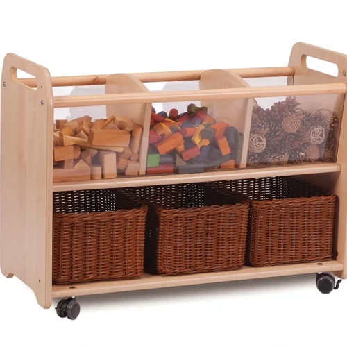 Meuble de rangement mobile avec fenêtre de visualisation transparente et 3 paniers — Millhouse Lernspielzeug Schule