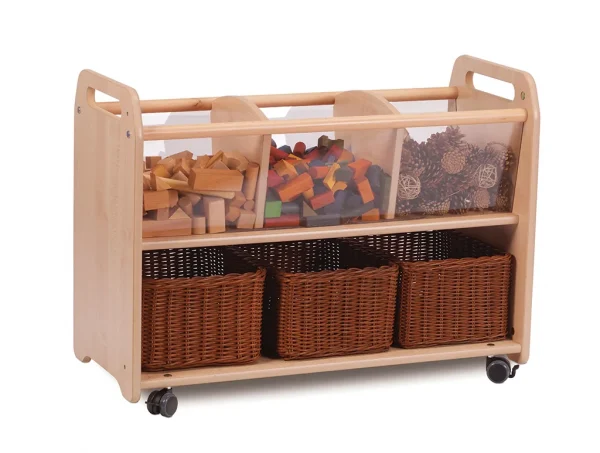 Meuble de rangement mobile avec fenêtre de visualisation transparente et 3 paniers — Millhouse Lernspielzeug Schule