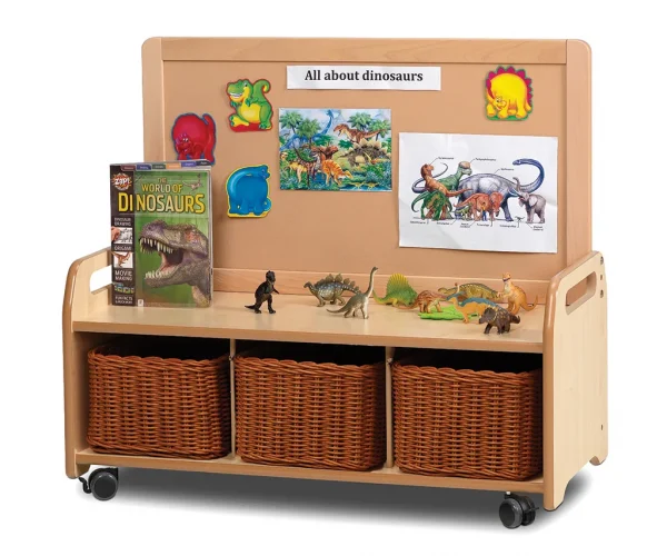 Meuble de rangement bas mobile avec 3 paniers — Millhouse Jouets Éducatifs Scolaires