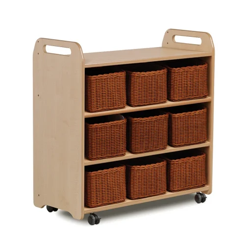 Étagère mobile avec fond miroir et 9 paniers — Millhouse Jeux Éducatifs École