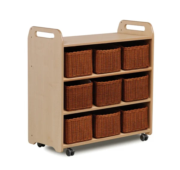 Étagère mobile avec fond miroir et 9 paniers — Millhouse Jeux Éducatifs École