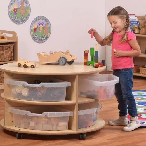 Rayonnage circulaire mobile – Deux niveaux avec 8 boîtes & Kit Mathématiques intérieur — Millhouse Jeu éducatif École