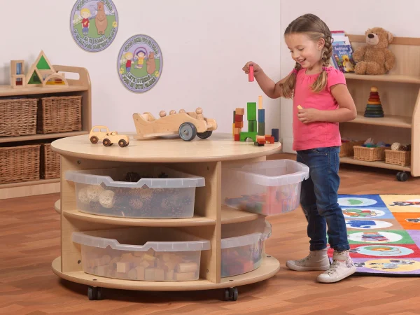 Rayonnage circulaire mobile – Deux niveaux avec 8 boîtes & Kit Mathématiques intérieur — Millhouse Jeu éducatif École