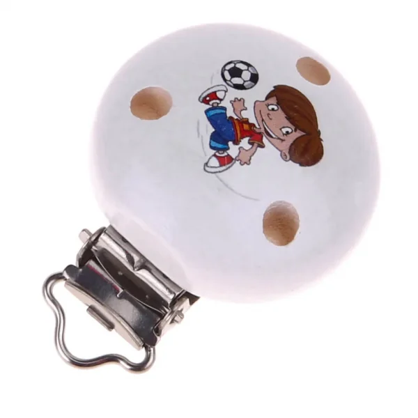 Clip à motif Garçon Footballeur — Kiki-Ena Matériel artisanal Bois naturel