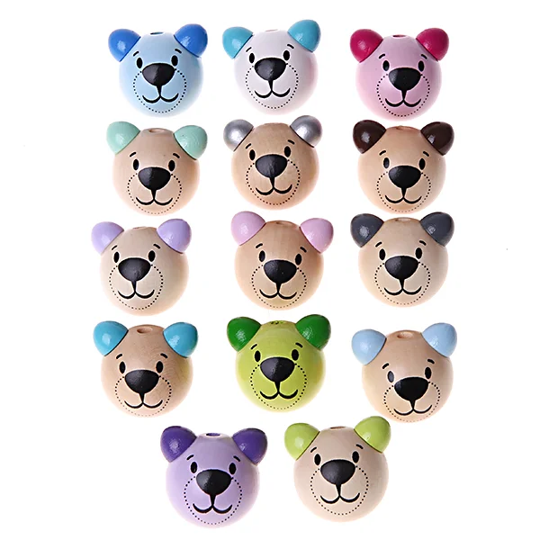 Perle motif Petit ours 3D — Kiki-Ena Matériel de bricolage Bois naturel
