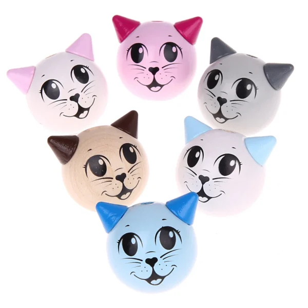 Perle motif 3D Chat — Kiki-Ena Matériel de bricolage Bois naturel