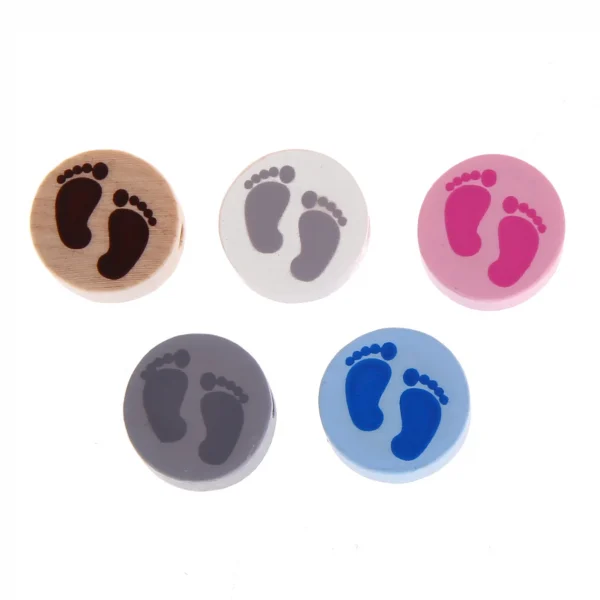 Perle motif Petits pieds Disque Mini — Kiki-Ena Matériel de bricolage Bois naturel