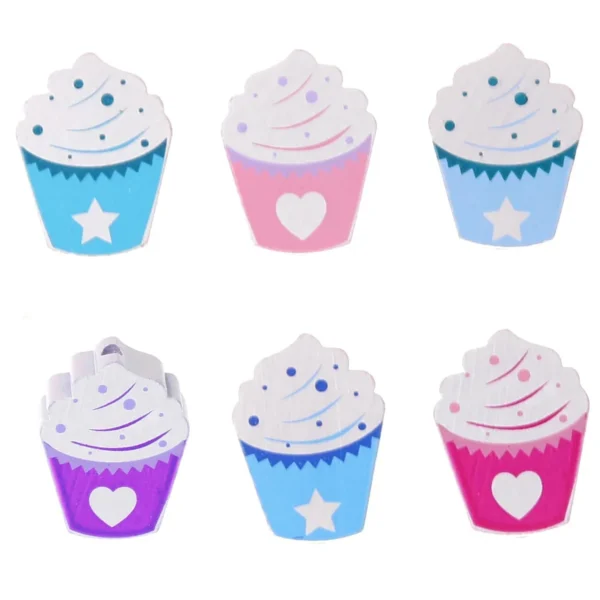 Perle motif cupcake — Kiki-Ena Matériel de bricolage bois naturel