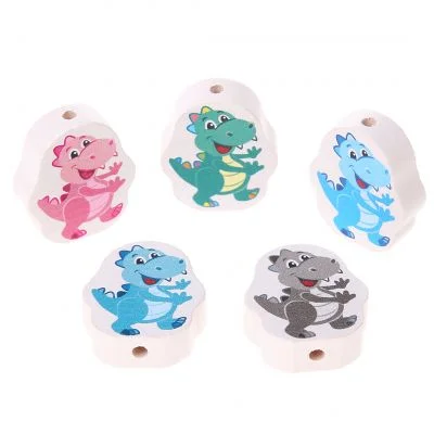 Perle motif Dino — Kiki-Ena Matériel créatif Bois naturel