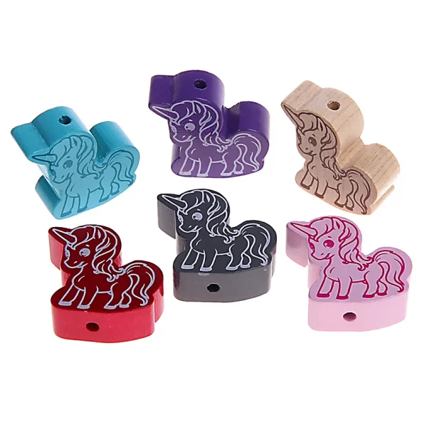 Perle motif Licorne II — Kiki-Ena Matériel de bricolage Bois naturel